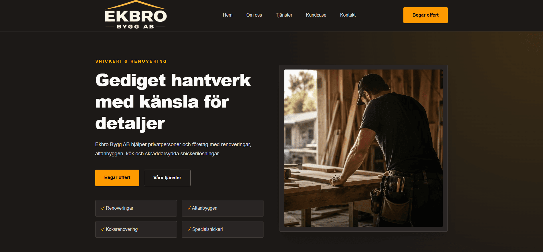 Ekbro Bygg AB hemsida