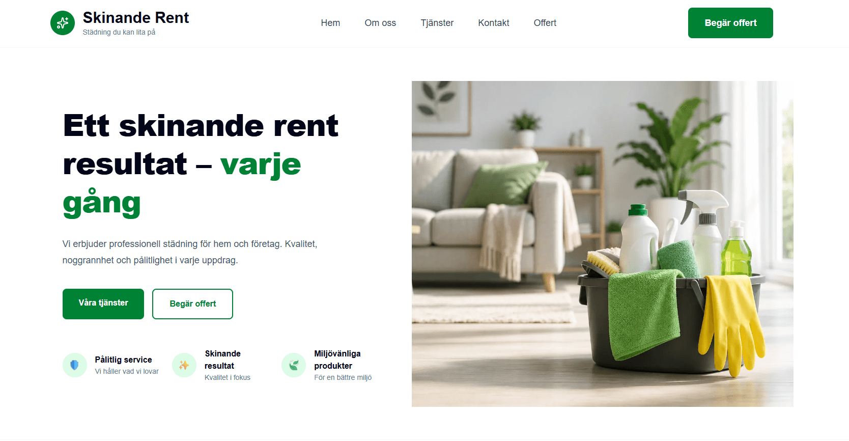 Skinande Rent hemsida