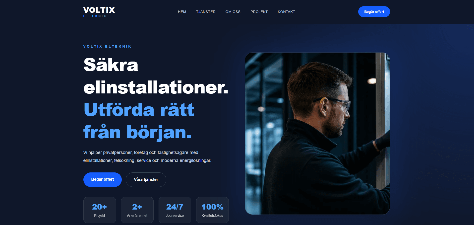 Voltix Elteknik hemsida